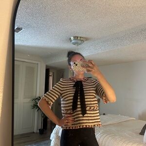 Morocco-made Zara Knit Vintage Short-sleeve Top